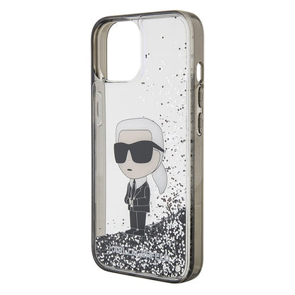 Skyddsfodral för Apple iPhone 15, Karl Lagerfeld, Liquid Glitter Ikonik Karl, Transparent
