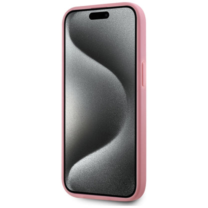 Fodral för Apple iPhone 15, Karl Lagerfeld, Metal Signature, Rosa