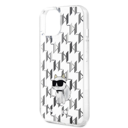 Fodral för Apple iPhone 15, Karl Lagerfeld, Monogram Choupette, Transparent