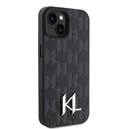 Fodral för Apple iPhone 15, Karl Lagerfeld, Monogram Hot Stamp Metal Logo, Svart