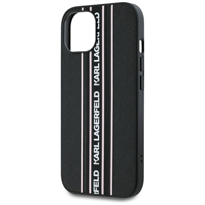 Fodral för Apple iPhone 15, Karl Lagerfeld, Saffiano Athleisure Stripes with Strap, Rosa