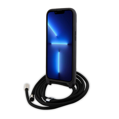 Fodral för Apple iPhone 15, Karl Lagerfeld, Saffiano Crossbody Monogram Metal Pin Karl, Svart