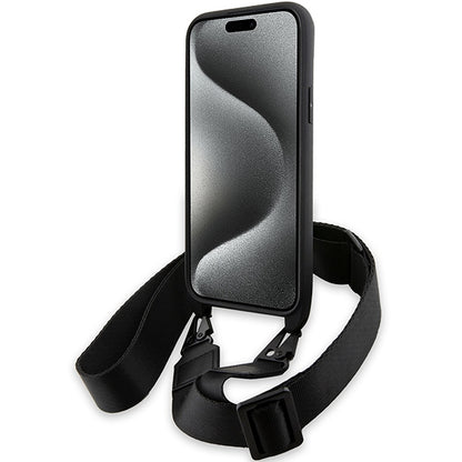 Case for Apple iPhone 15 Plus, BMW, M Edition Carbon Stripe & Strap, Black