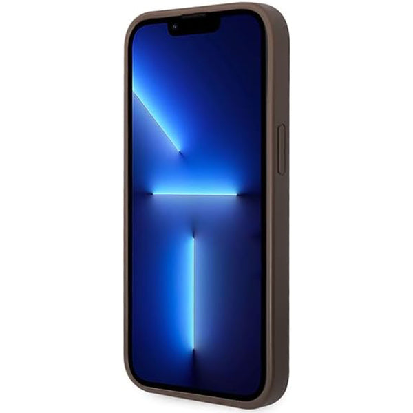 Skyddsfodral för Apple iPhone 15 Plus, Guess, 4G Metal Gold Logo, Brun