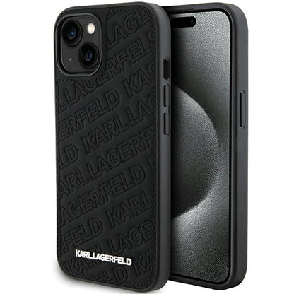 Fodral för Apple iPhone 15 Plus, Karl Lagerfeld, Diagonal Quilted K Pattern, Svart