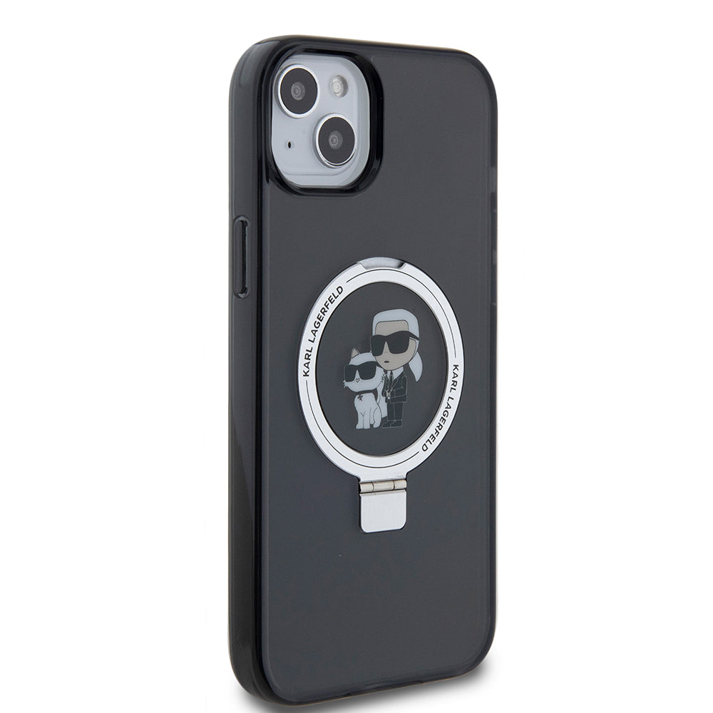 Fodral för Apple iPhone 15 Plus, Karl Lagerfeld, Ringstand Karl & Choupette, Svart