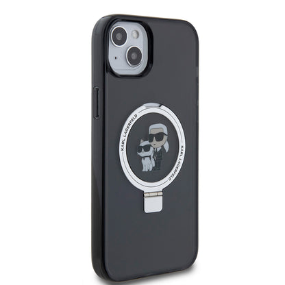 Fodral för Apple iPhone 15 Plus, Karl Lagerfeld, Ringstand Karl & Choupette, Svart