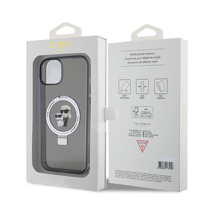 Fodral för Apple iPhone 15 Plus, Karl Lagerfeld, Ringstand Karl & Choupette, Svart