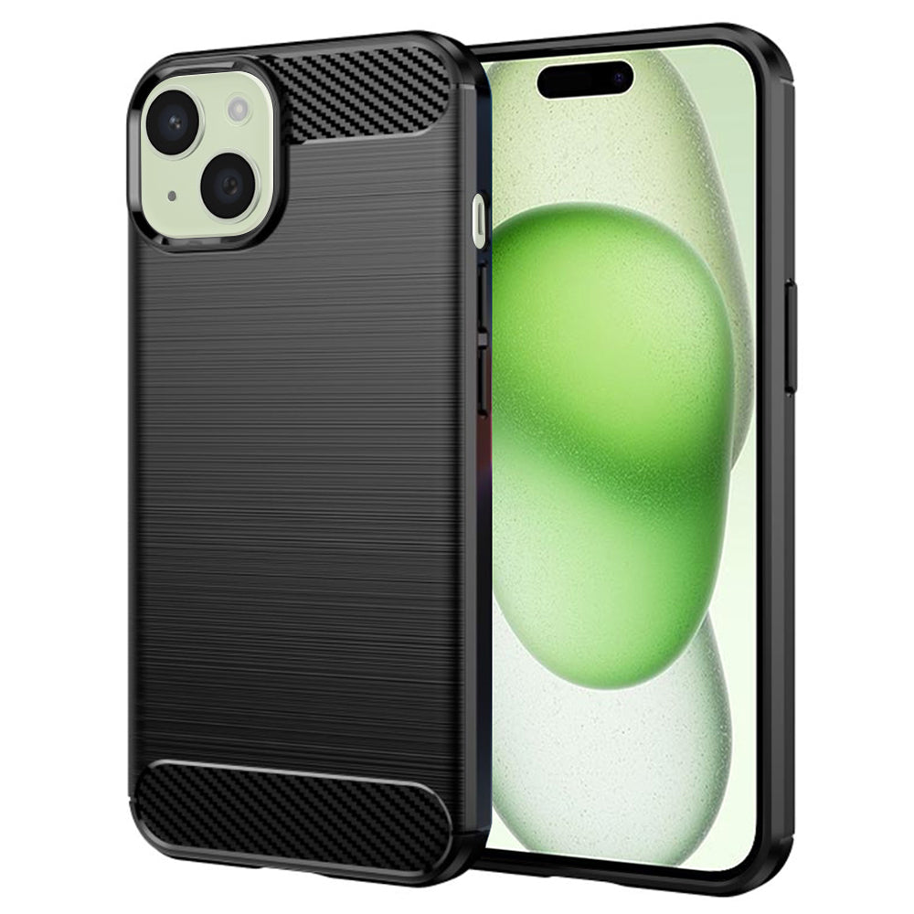 Fodral för Apple iPhone 15 Plus, Techsuit, Kolfiber, Svart