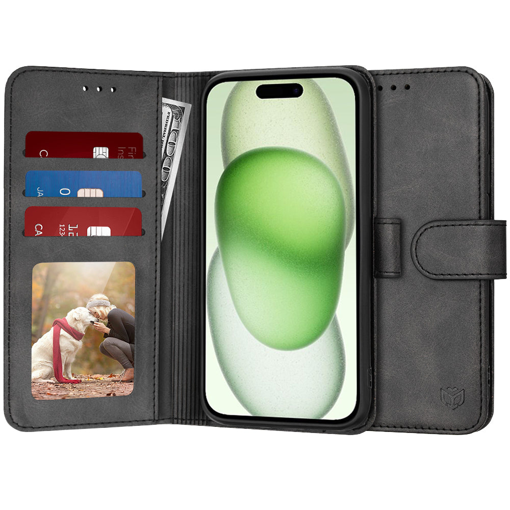 Fodral för Apple iPhone 15 Plus, Techsuit, Diary Book, Svart