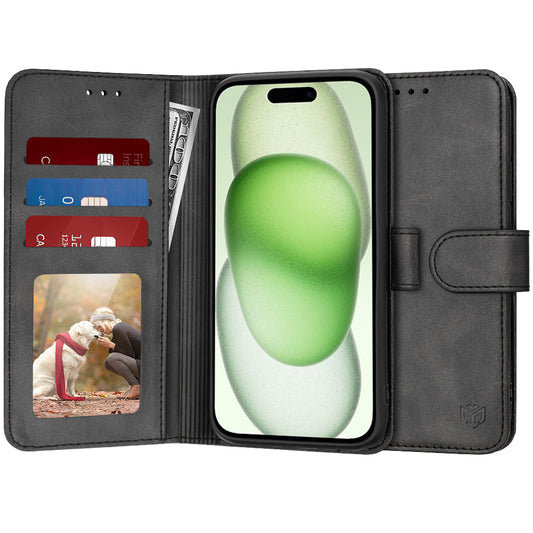 Fodral för Apple iPhone 15 Plus, Techsuit, Diary Book, Svart