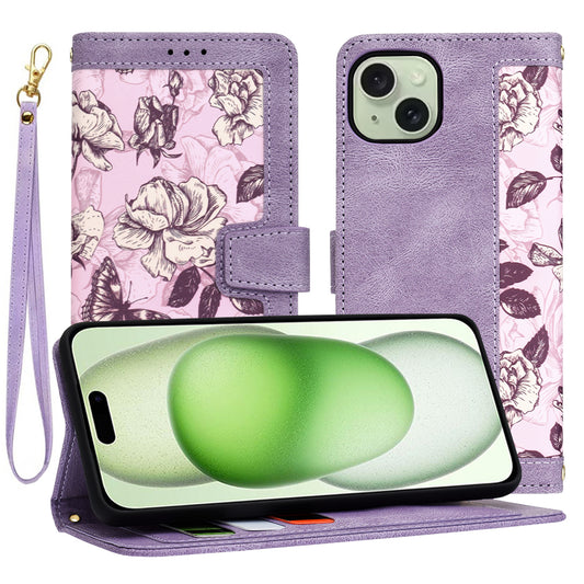 Fodral för Apple iPhone 15 Plus, Techsuit, FlipCraft, Lila