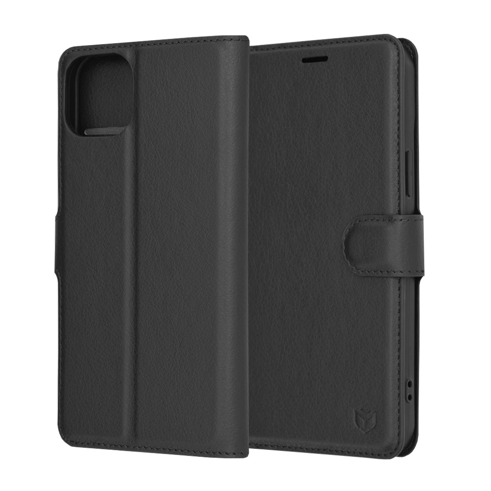 Fodral för Apple iPhone 15 Plus, Techsuit, Leather Folio, Svart