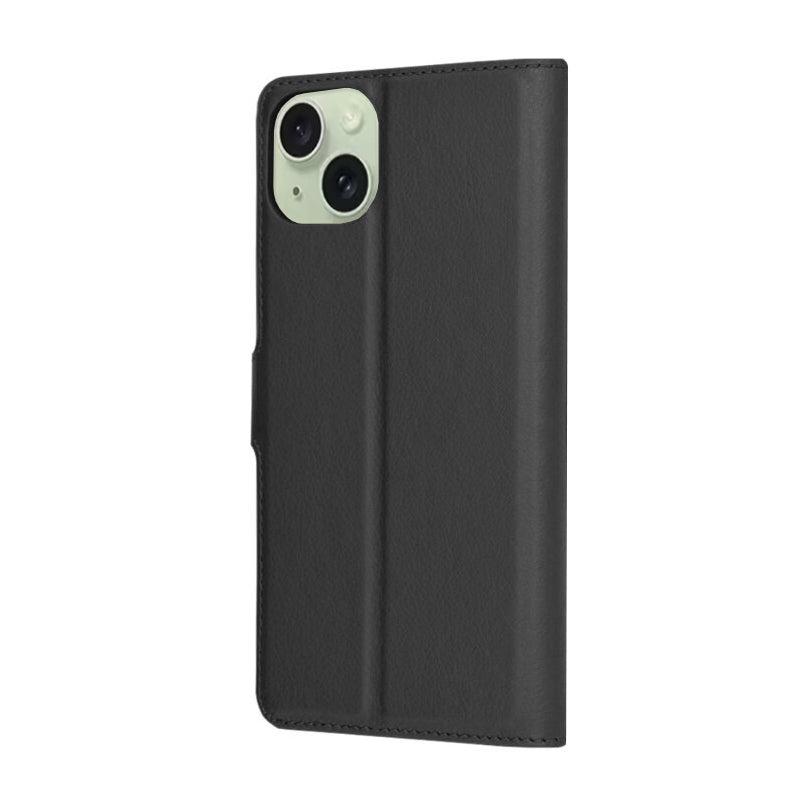 Fodral för Apple iPhone 15 Plus, Techsuit, Leather Folio, Svart