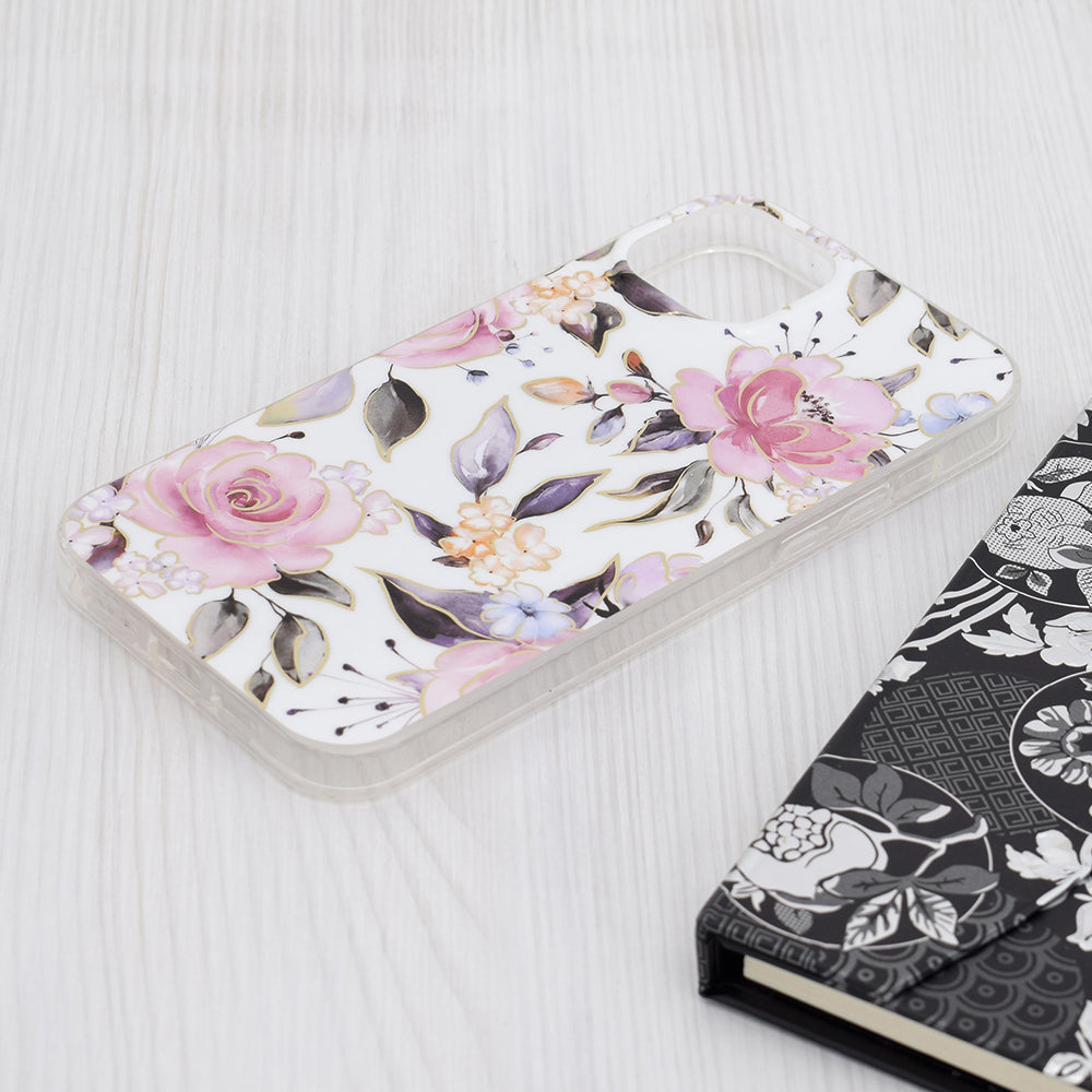 Fodral för Apple iPhone 15 Plus, Techsuit, Marble, Vit
