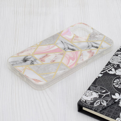 Fodral för Apple iPhone 15 Plus, Techsuit, Marble, Rosa