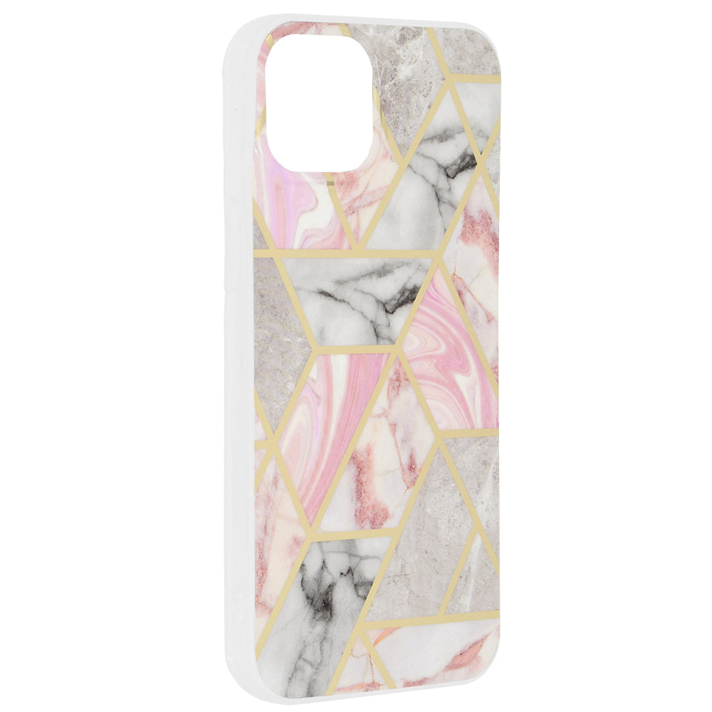 Fodral för Apple iPhone 15 Plus, Techsuit, Marble, Rosa