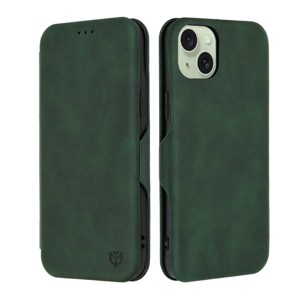 Fodral för Apple iPhone 15 Plus, Techsuit, Safe Wallet Plus, Grön