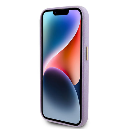 Fodral för Apple iPhone 15 Pro, Guess, Glitter Glossy Script, Ljuslila