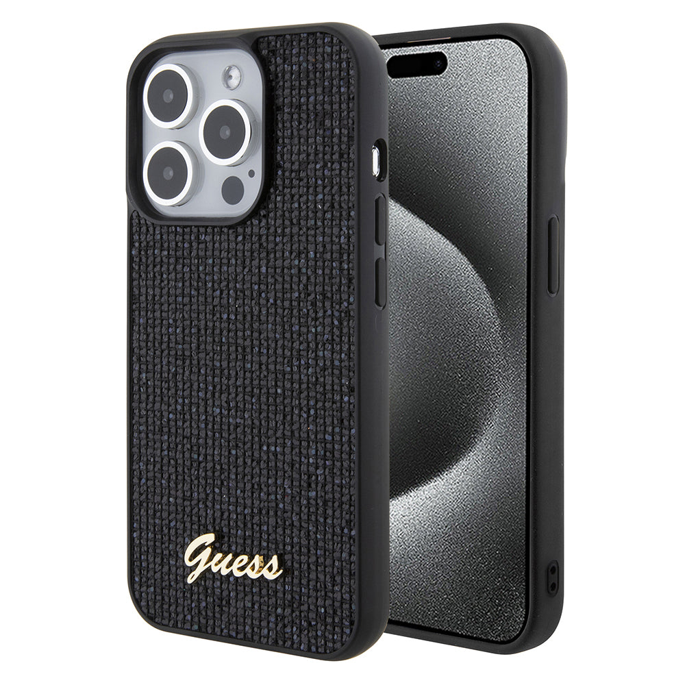 Fodral för Apple iPhone 15 Pro, Guess, PU Square Mirror Script Logo, Svart GUHCP15LPMSDGSK