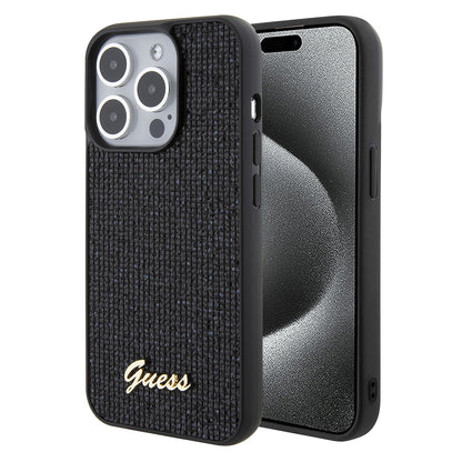 Fodral för Apple iPhone 15 Pro, Guess, PU Square Mirror Script Logo, Svart GUHCP15LPMSDGSK