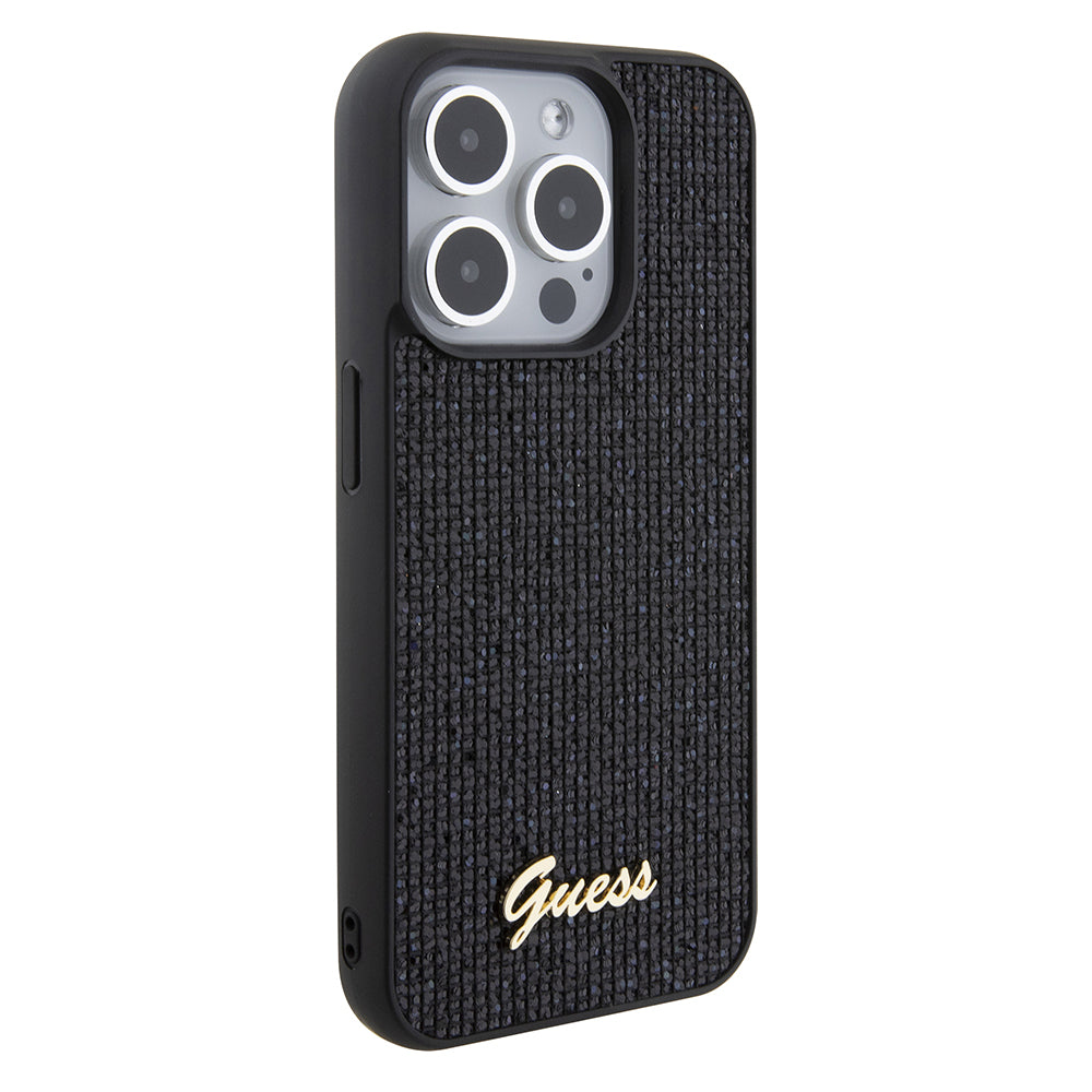 Fodral för Apple iPhone 15 Pro, Guess, PU Square Mirror Script Logo, Svart GUHCP15LPMSDGSK