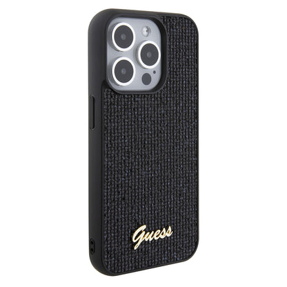 Fodral för Apple iPhone 15 Pro, Guess, PU Square Mirror Script Logo, Svart GUHCP15LPMSDGSK
