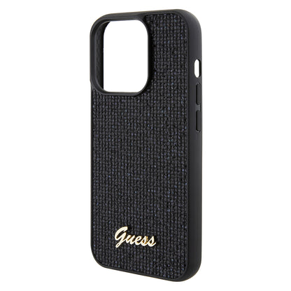 Fodral för Apple iPhone 15 Pro, Guess, PU Square Mirror Script Logo, Svart GUHCP15LPMSDGSK