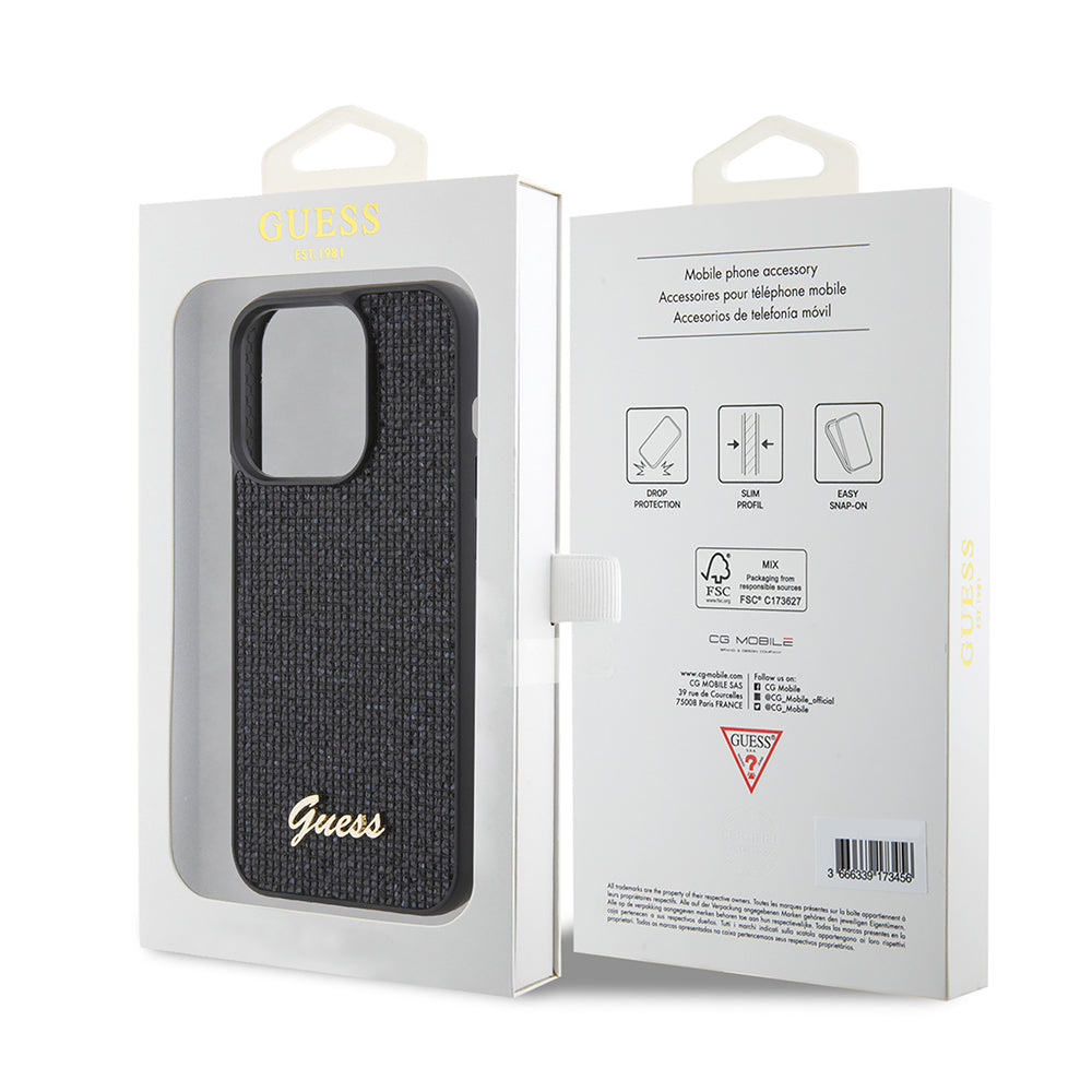 Fodral för Apple iPhone 15 Pro, Guess, PU Square Mirror Script Logo, Svart GUHCP15LPMSDGSK