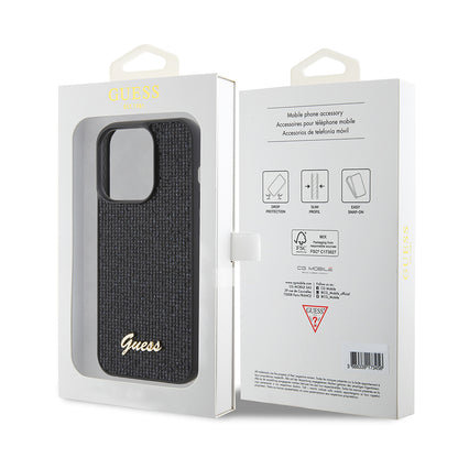 Fodral för Apple iPhone 15 Pro, Guess, PU Square Mirror Script Logo, Svart GUHCP15LPMSDGSK