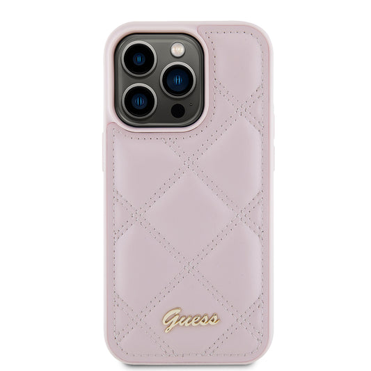 Fodral för Apple iPhone 15 Pro, Guess, Quilted Metal Logo, Rosa