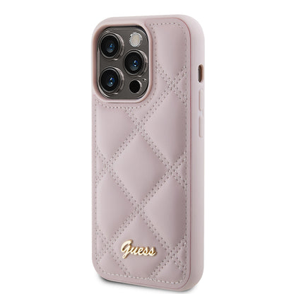 Fodral för Apple iPhone 15 Pro, Guess, Quilted Metal Logo, Rosa