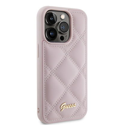 Fodral för Apple iPhone 15 Pro, Guess, Quilted Metal Logo, Rosa
