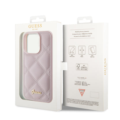 Fodral för Apple iPhone 15 Pro, Guess, Quilted Metal Logo, Rosa