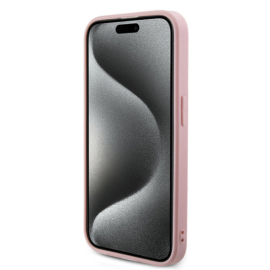 Skyddsfodral för Apple iPhone 15 Pro, Guess, Saffiano Iridescent Script, Rosa