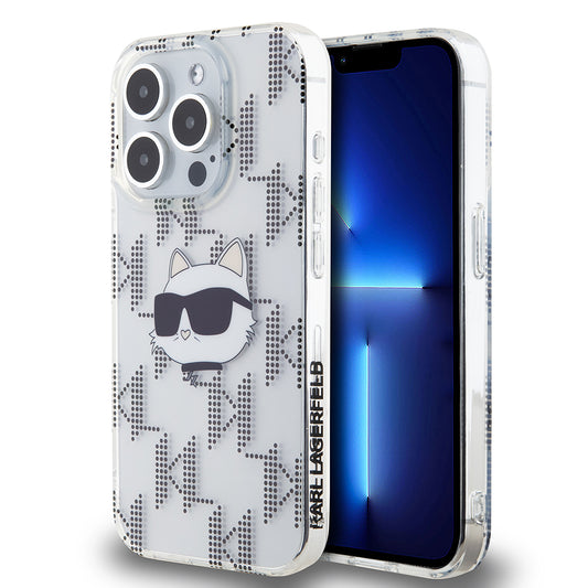 Fodral för Apple iPhone 15 Pro, Karl Lagerfeld, IML Electroplated Choupette Head, Transparent