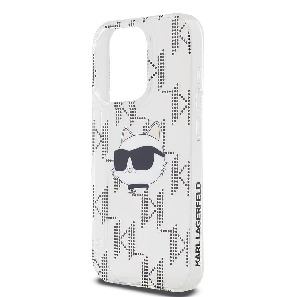 Fodral för Apple iPhone 15 Pro, Karl Lagerfeld, IML Electroplated Choupette Head, Transparent