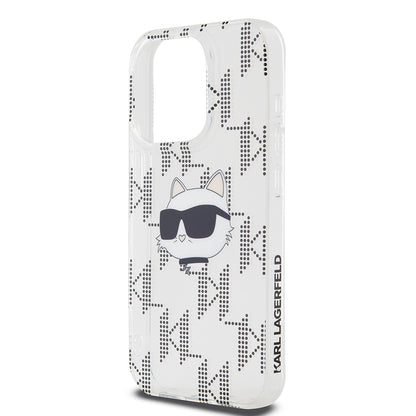 Fodral för Apple iPhone 15 Pro, Karl Lagerfeld, IML Electroplated Choupette Head, Transparent