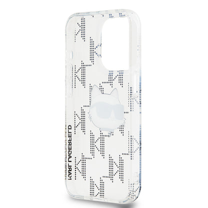 Fodral för Apple iPhone 15 Pro, Karl Lagerfeld, IML Electroplated Choupette Head, Transparent