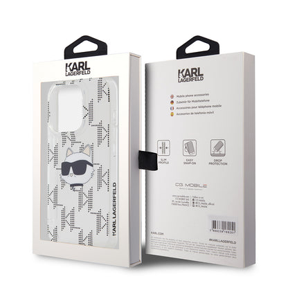 Fodral för Apple iPhone 15 Pro, Karl Lagerfeld, IML Electroplated Choupette Head, Transparent