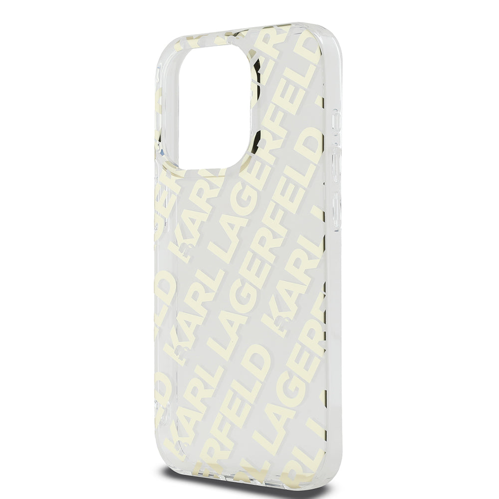Fodral för Apple iPhone 15 Pro, Karl Lagerfeld, IML Electroplated Repeated Logo, Guld