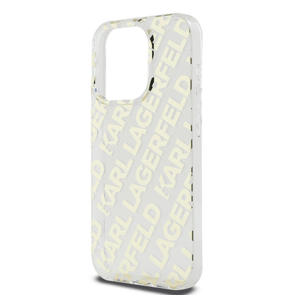 Fodral för Apple iPhone 15 Pro, Karl Lagerfeld, IML Electroplated Repeated Logo, Guld