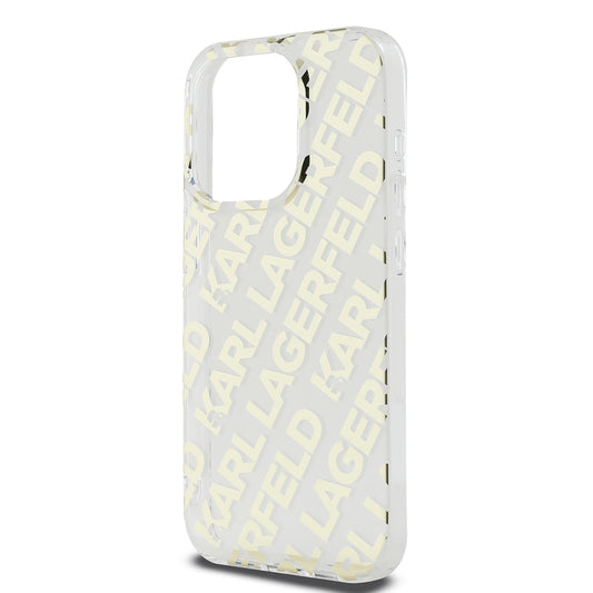 Fodral för Apple iPhone 15 Pro, Karl Lagerfeld, IML Electroplated Repeated Logo, Guld
