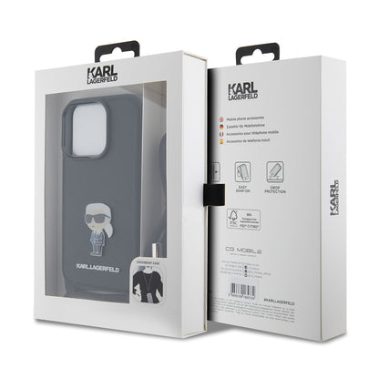 Fodral för Apple iPhone 15 Pro, Karl Lagerfeld, Saffiano Crossbody Monogram Metal Pin Karl, Svart