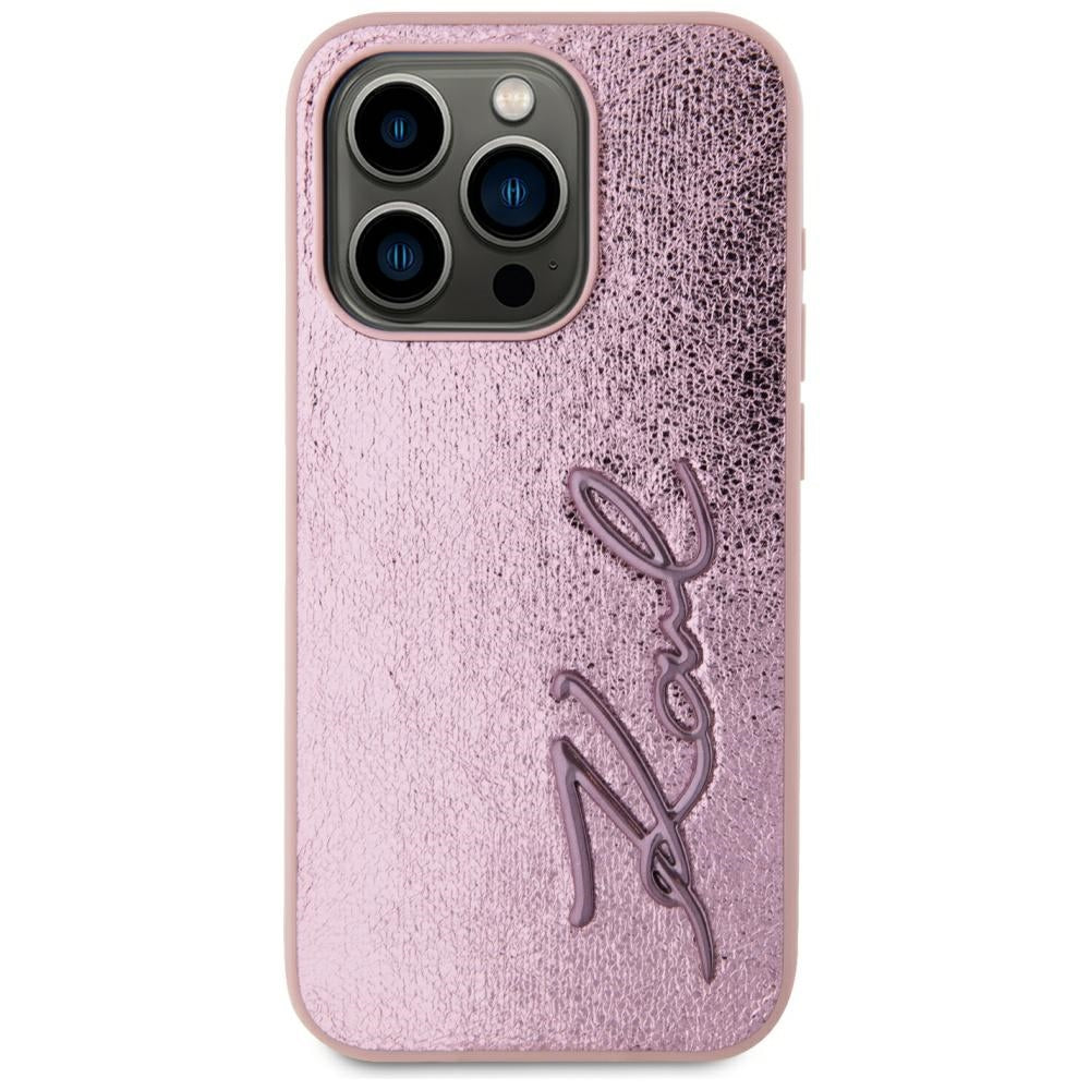 Case for Apple iPhone 15 Pro, Karl Lagerfeld, Metal Signature, Pink