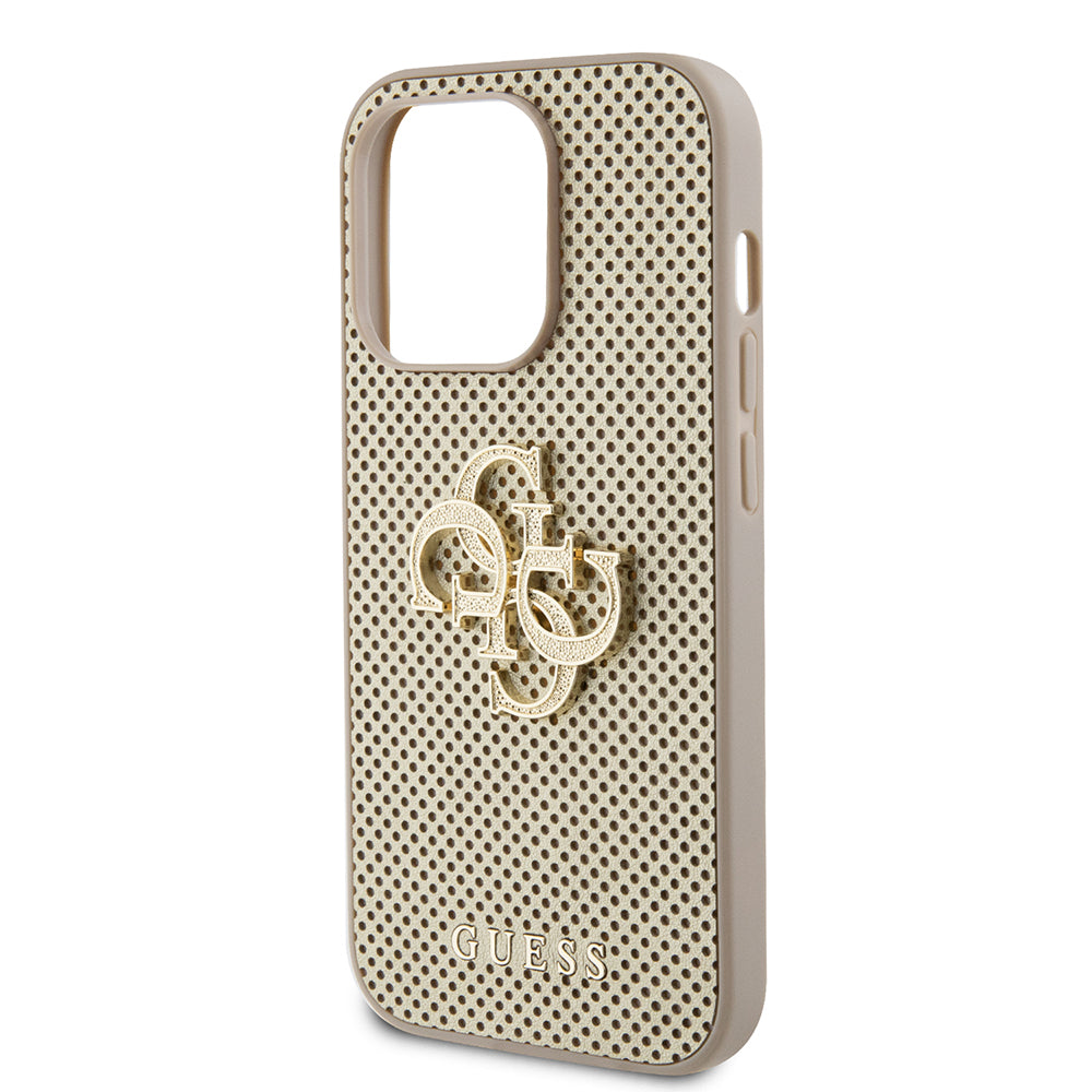 Fodral för Apple iPhone 15 Pro Max, Guess, Perforated 4G, Guld