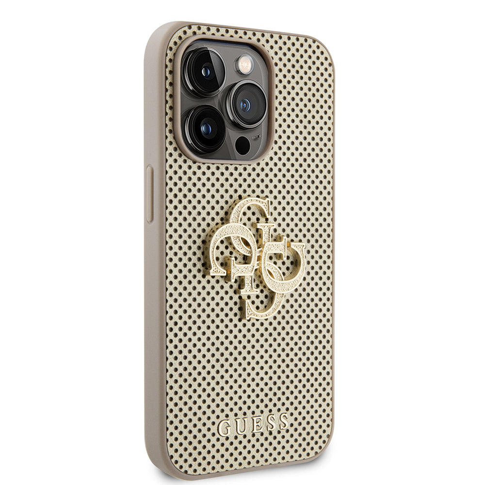 Fodral för Apple iPhone 15 Pro Max, Guess, Perforated 4G, Guld
