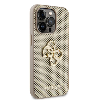 Fodral för Apple iPhone 15 Pro Max, Guess, Perforated 4G, Guld