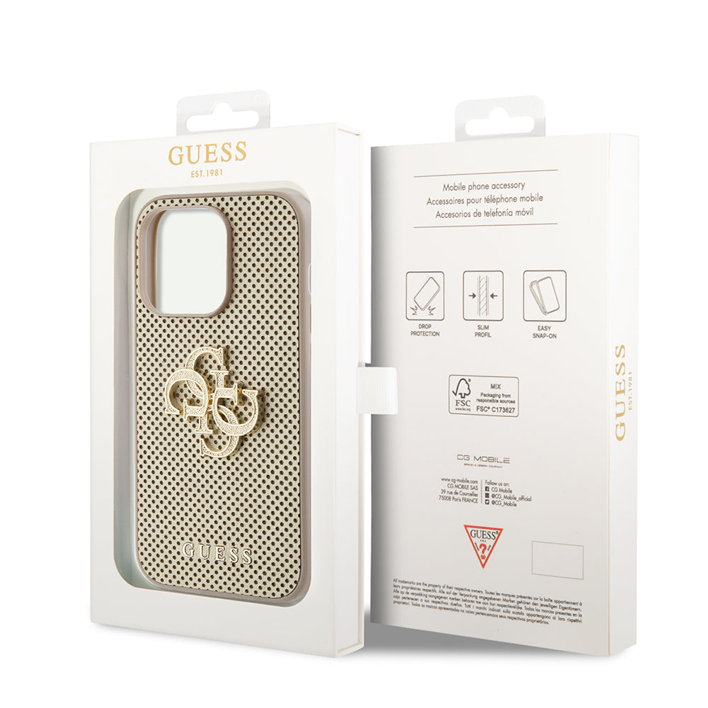 Fodral för Apple iPhone 15 Pro Max, Guess, Perforated 4G, Guld