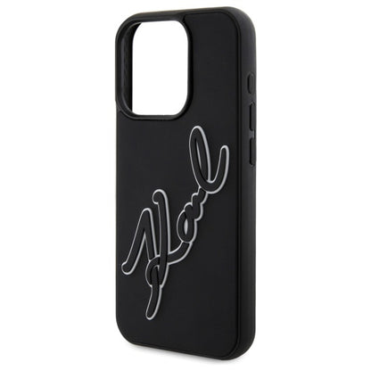 Case for Apple iPhone 15 Pro Max, Karl Lagerfeld, 3D Rubber Signature, Black
